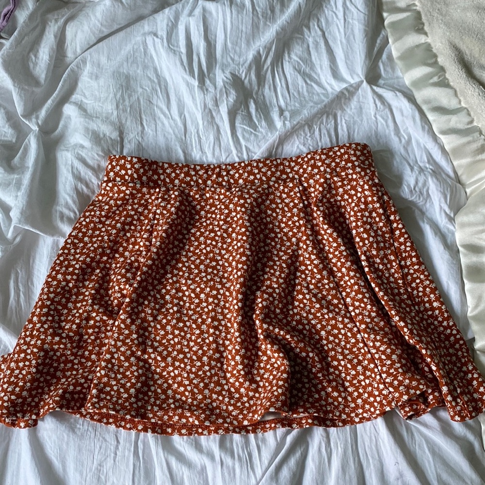 Orange skirt with white small flowers girls 11/12